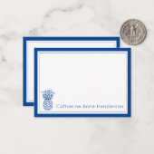 Preppy Tropical Navy Blue Ananas Personalisiert Mitteilungskarte (Vorderseite/Rückseite Beispiel)