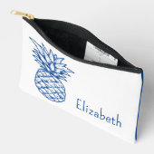 Preppy Tropical Navy Blue Ananas Personalisiert Zubehörtasche (Offen)