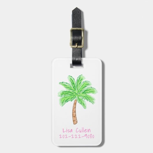 Preppy Tropical Palm Tree Custom Gepäckanhänger (Vorderseite vertikal)
