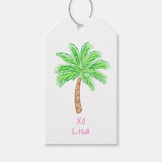 Preppy Tropical Palm Tree Custom Geschenkanhänger (Vorderseite)