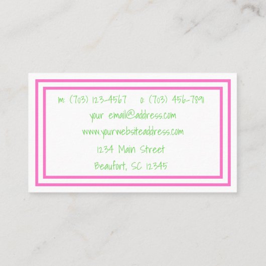 Preppy Tropical Palm Tree Custom Visitenkarte (Rückseite)