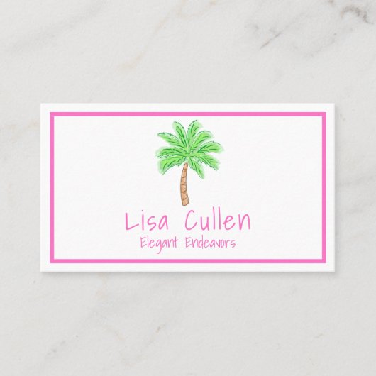 Preppy Tropical Palm Tree Custom Visitenkarte (Vorderseite)