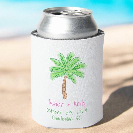Preppy Tropical Pam Tree Gastgeschenk Hochzeit Dosenkühler