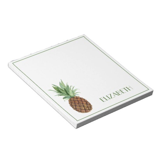 Preppy Tropical Pineapple Personalized Notizblock (angewinkelt)