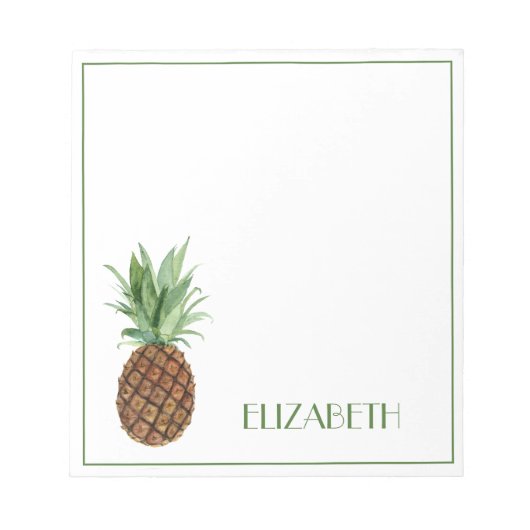 Preppy Tropical Pineapple Personalized Notizblock (Vorderseite)
