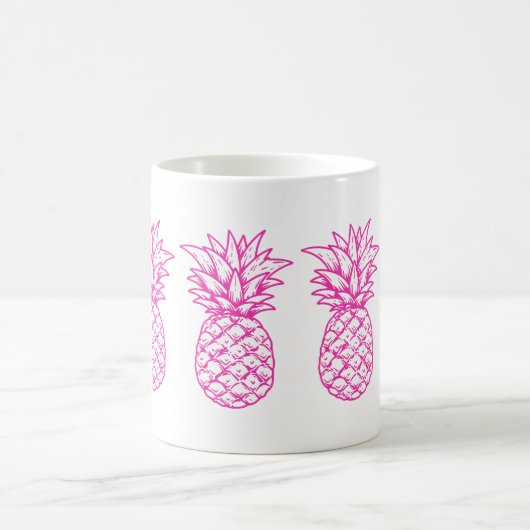 Preppy Tropical Pink Pineapa Personalisiert Kaffeetasse (Mittel)