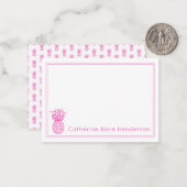 Preppy Tropical Pink Pineapa Personalisiert Mitteilungskarte (Vorderseite/Rückseite Beispiel)