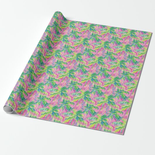 Preppy Tropical Wrapping Paper Geschenkpapier (Ungerollt)
