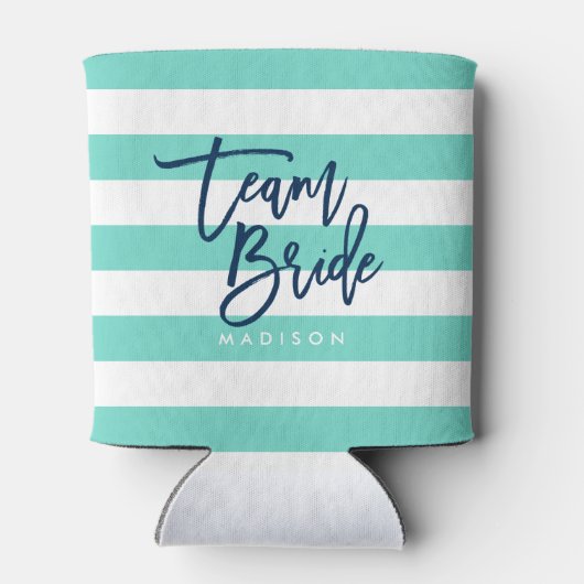 Preppy türkise and White Stripes Blue Team Bridge Dosenkühler (Rückseite)