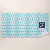 Preppy Türkise Whale ⎥ Monogram Beach Handtuch (Vorderseite)