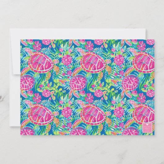 Preppy Turtles Palm Beach Golf Cart Dankeskarte (Rückseite)