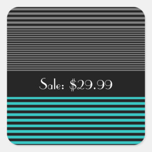 Preppy und fresh Aquamarin Stripes Price Quadratischer Aufkleber