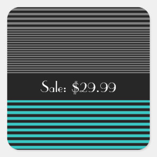Preppy und fresh Aquamarin Stripes Price Quadratischer Aufkleber