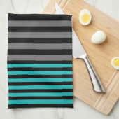 Preppy und frisch Aquamarine Streifen mit Namen Küchentuch (Viertel Falte)