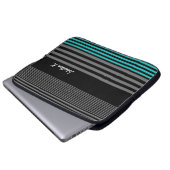 Preppy und frische aquamarine Streifen mit Namen Laptopschutzhülle (Vorne Knopf)