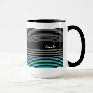Preppy und frische aquamarine Streifen mit Namen Tasse