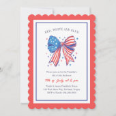 Preppy USA Flag Bow 4. Juli Party Einladung (Vorderseite)