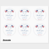 Preppy USA Flag Monogram Gastgeschenk Hochzeit Vie Runder Aufkleber (Blatt)