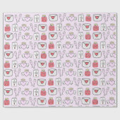 Preppy Valentins Icons Soft Pink Wrapping Paper Geschenkpapier (Flach)