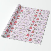 Preppy Valentins Icons Soft Pink Wrapping Paper Geschenkpapier (Ungerollt)