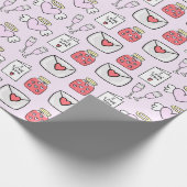 Preppy Valentins Icons Soft Pink Wrapping Paper Geschenkpapier (Ecke)