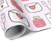 Preppy Valentins Icons Soft Pink Wrapping Paper Geschenkpapier (Rolleneckpunkt)