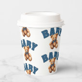 Preppy Varsity Teddy Bear Baby Shower Pappbecher (Vorderseite)
