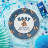 Preppy Varsity Teddy Bear Baby Shower Pappteller (Party)