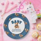 Preppy Varsity Teddy Bear Baby Shower Pappteller (Party)