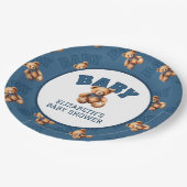 Preppy Varsity Teddy Bear Baby Shower Pappteller (Schrägansicht)