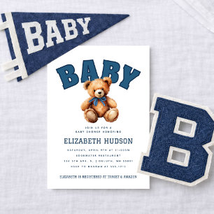 Preppy-Varsity-Teddybär-Baby-Shower-Einladung Einladung