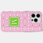 Preppy-Viergitter-Monogramm – Pink & Limette Case-Mate iPhone Hülle (Rückseite (Horizontal))