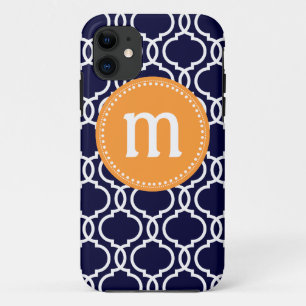 Preppy-Vierpass mit individuellem Monogramm in Nav iPhone 11 Hülle