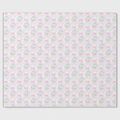 Preppy Vintag Pink Weihnachtsmannmütze Pink Polka Geschenkpapier (Flach)
