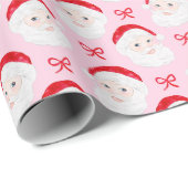 Preppy Vintag Santa Red Bows Red Hat Geschenkpapier (Rolleneckpunkt)