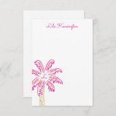 Preppy Wassercolor Palm Tree Monogram Mitteilungsk Dankeskarte (Vorne/Hinten)