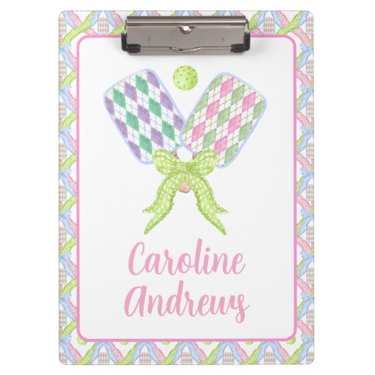 Preppy Wassercolor Raute Pickleball Paddle Klemmbrett (Vorderseite)