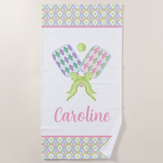 Preppy Wassercolor Raute Pickleball Paddle Strandtuch (Vorderseite)