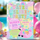 Preppy Water Slide Party Niedlich Girly Pool Gebur Einladung
