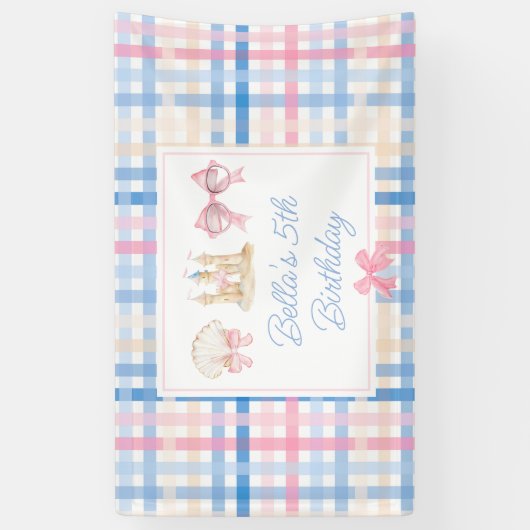 Preppy Watercolor Beach Party Banner (Vertikal)