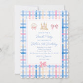 Preppy Watercolor Beach Party Einladung (Vorderseite)