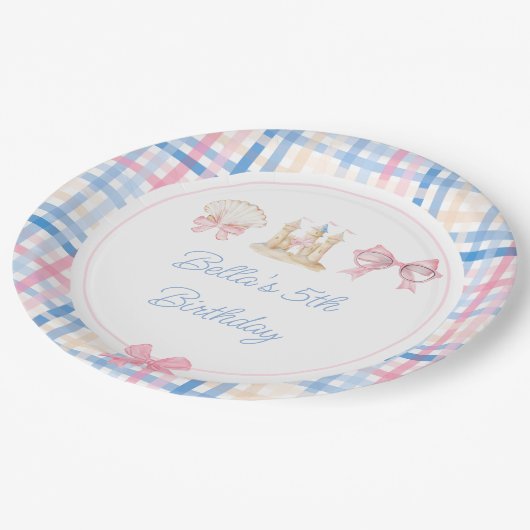 Preppy Watercolor Beach Party Pappteller (Schrägansicht)