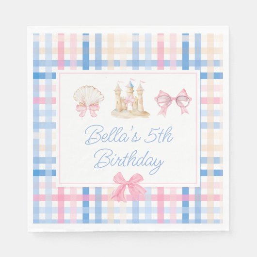 Preppy Watercolor Beach Party Serviette (Vorderseite)