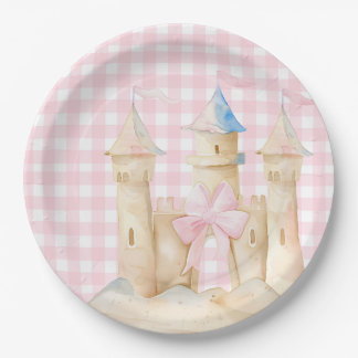 Preppy Watercolor Beach Sand Castle Party Pappteller
