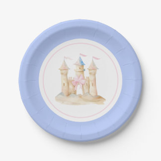 Preppy Watercolor Beach Sand Castle Party Pappteller
