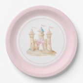 Preppy Watercolor Beach Sand Castle Party Pappteller (Vorderseite)