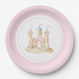 Preppy Watercolor Beach Sand Castle Party Pappteller