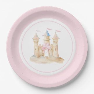 Preppy Watercolor Beach Sand Castle Party Pappteller