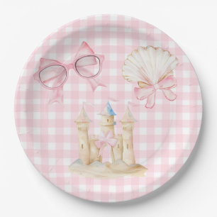 Preppy Watercolor Beach Seashells Party Pappteller