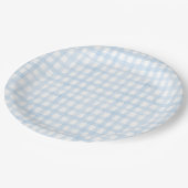 Preppy Watercolor Blue Gingham Pappteller (Schrägansicht)